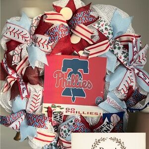 Red & Light Blue Holiday Wreath